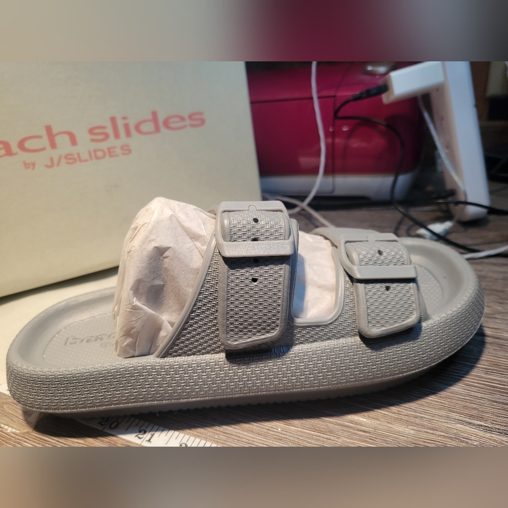 Beach Slides By J/Slides New In Box Gray Eva Sandals Size 9